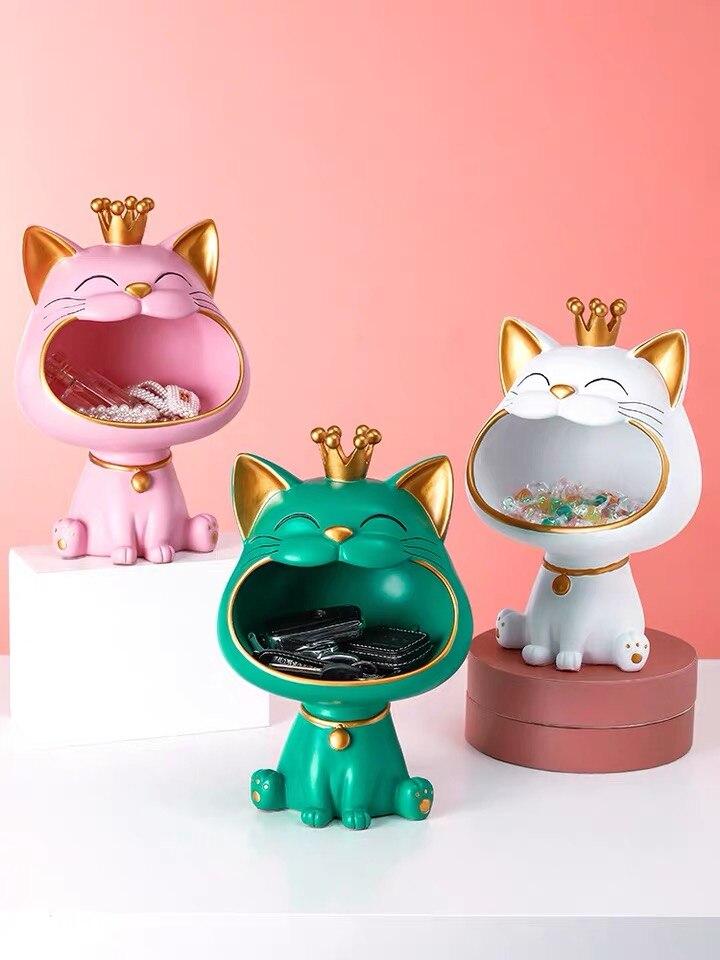 Resin Lucky Big Mouth Cat Storage Box