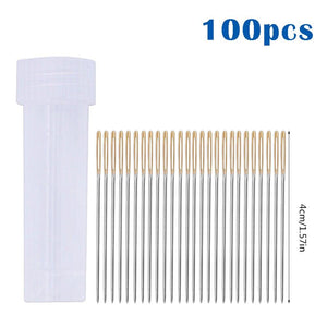 100 PCS Stainless Steel Golden Tail Embroidery Needles Kit