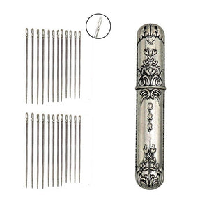 24pcs Self Threading Pins Needle Case & Vintage