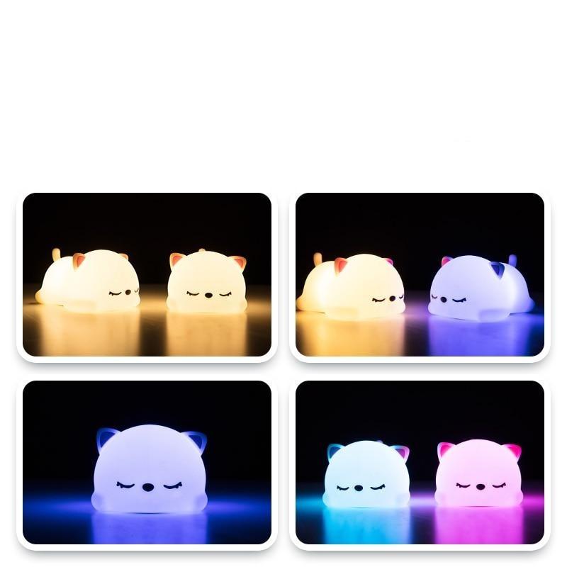 USB Rechargeable Night Light Cat Silicone