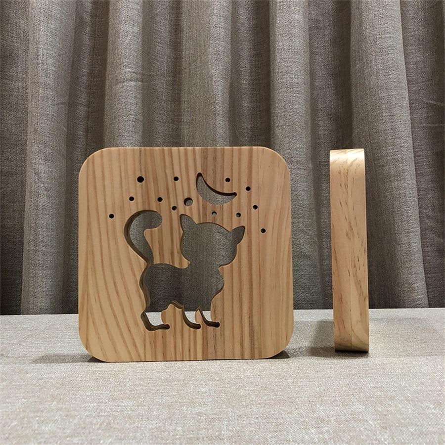 Wooden Dog Paw Cat Animal Night Light