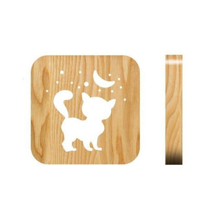 Wooden Dog Paw Cat Animal Night Light