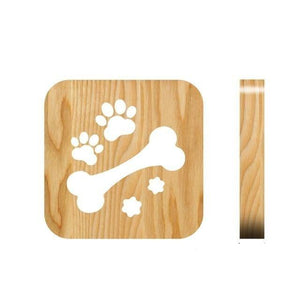 Wooden Dog Paw Cat Animal Night Light